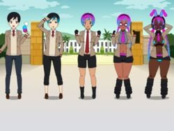 ass_expansion bimbo bimbofication black_lips blackification brainwashing breast_expansion breasts bunny_ears corruption dark-skinned_female dark_skin ebonization female ganguro gender_transformation gyaru headphones heterochromia huge_breasts identity_death kisekae mtf_transformation mythicalcreaturebone race_swap transformation transformation_sequence twin_braids