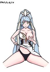 blue_hair breast_grab breasts europa_(grand_chase) europa_jupiter grand_chase green_eyes metallicnsfw