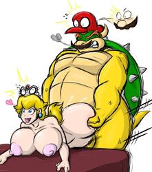 <3_eyes 2019 ambiguous_penetration anthro anthro_penetrating anthro_penetrating_human ass belly big_belly big_breasts big_butt blonde_hair blue_eyes blush bodily_fluids body_swap bowser breasts brown_mustache butt_grab cappy_(mario) closed_eyes clothing crown cum cum_inside curvy_figure digital_media_(artwork) duo facial_hair female female_on_anthro female_penetrated from_behind genital_fluids green_body green_scales hair hand_on_butt hat headgear headwear heart hi_res hourglass_figure huge_breasts huge_butt human human_penetrated interspecies koopa light-skinned_female lipstick makeup male male/female male_penetrating male_penetrating_female mammal mario mario_(series) mario_hat moustache multicolored_body multicolored_scales musclegut nintendo nipples nude penetration pink_nipples possession princess princess_peach red_hair royalty scales scalie sex shell shinysteel simple_background smile super_mario_odyssey sweat tan_body tan_scales teeth thick_thighs tiara_(mario) video_games voluptuous white_background white_body white_skin wide_hips yellow_body yellow_scales