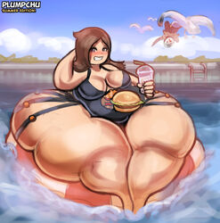 1girls bbw big_thighs fat female food huge_thighs hyper hyper_thighs obese obese_female original original_character overweight overweight_female plumpchu tessis_(landofthelarge) thick_thighs thighs wide_hips