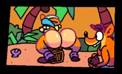 1boy 1girls animated anthro ass_shake bare_ass big_ass bouncing_ass bubble_ass bubble_butt butt_jiggle crash_(series) crash_bandicoot crate female fur furry furry_female furry_male jiggling_ass large_ass male pirate_tawna shaking_ass shaking_butt smile superiorfox tawna_bandicoot tawna_bandicoot_(crash_4) tongue_out twerking