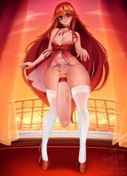 1futa areolae balcony balls bottomless breasts choker clothed clothing cock_ring cock_sleeve_(clothes) cordelia_(fire_emblem) curtains fire_emblem fire_emblem_awakening flaccid futa_only futanari high_heels huge_cock human indoors light-skinned_futanari light_skin lingerie long_hair looking_at_viewer nenerhea nintendo nipples penis pubic_tattoo red_eyes red_hair ring small_breasts smile solo standing sunset thighhighs very_long_hair wedding_ring