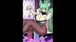 1girls alyssa_(busmansam) animated big_breasts breast_expansion breasts cleavage dice_coffeedox draw_the_dice female huge_breasts sound sound_effects tagme tights video wolf_girl