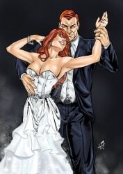 1boy 1girls 2021 breasts broken_rape_victim duo female human human_only juniormaia100 light-skinned_female light-skinned_male light_skin male male/female marvel marvel_comics mary_jane_watson norman_osborn pose retard retarded spider-man_(series) straight wedding_dress wide_hips