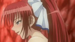 1girls animated ass ass_focus blue_eyes closed_eyes cum female inyouchuu inyouchuu_shoku open_mouth ponytail red_hair shiratori_mikoto slug