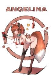 1girls angelina_(arknights) arknights bottomless fox_ears fox_girl hi_res huge_tail syr_syr_ss tail