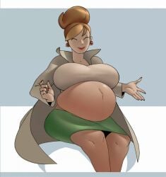 1girls animated aurea_juniper belly belly_button belly_expansion belly_inflation big_belly big_breasts bloated_belly breasts dialogue female huge_belly pokemon precioustimespent speech_bubble stomach_inflation text