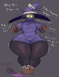 1boy 1femboy black_body black_mage femboy femboy_only glowing_eyes hips_wider_than_shoulders mage magic magic_user male male_only pear-shaped_figure potion potion_bottle solo solo_male spilled_potion tagme thick_thighs toramage_(character) wide_hips witch_hat xytora