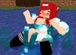 1boy 1girls 3d alyx_(mineporncraft) animal animal_genitalia beach big_breasts black_stockings erect_nipples female forest glow_squid_(minecraft) green_eyes horny_female human looking_pleasured mine-imator minecraft mineporncraft necklace nude_female outside red_hair tagme tattoo_on_belly tentacle tentacle_sex vaginal_penetration water wet_pussy zoophilia