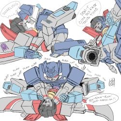 choking choking_during_sex choking_while_penetrating coworkers decepticon dialogue eyes_rolling_back hermaphrodite humanoid nuefass pinning_arms pinning_down pinning_head playful playful_sex robot roughhousing silly simple_coloring simple_shading snarling soundwave starscream thrusting transformers transformers_g1