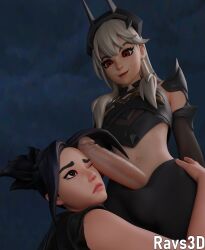 3d arm_around_waist armor armored_futa big_penis black_bottomwear black_eyelashes black_hair black_pupils black_topwear blender brown_eyes clothed clothed_female clothed_futanari clothing duo eyebrows fortnite fortnite:_battle_royale futa futa_on_female futanari glistening_eyes glistening_genitalia glistening_penis hair_tied head_accessory headgear headwear hime_(fortnite) huge_cock human imminent_oral lexa_(fortnite) light-skinned_female light-skinned_futanari light_skin long_hair looking_down nervous nervous_expression nighttime one_eye_closed pants penis_on_face penis_out penis_out_of_pants pink_lips princess_lexa_(fortnite) pupils ravs3d red_eyes shiny_eye shiny_eyes short_hair smile smiling stomach veiny veiny_penis white_hair
