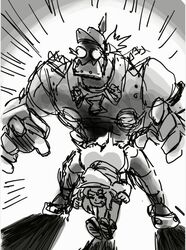 1boy 1girls :p alternate_ass_size ass assertive assertive_female big_ass dumptruck_ass fakeryway guilty_gear huge_ass interracial large_ass may_(guilty_gear) monochrome pants_down pleasure_castle potemkin sex straight tongue_out