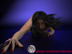 1girls 3d black_hair claws female female_only marvel nude poser render solo text x-23 x-men