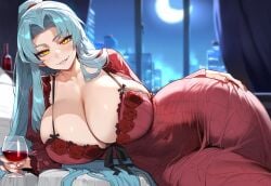 1girls ai_generated angela_(lobotomy_corporation) artstyle_imitation blue_hair breasts female floox hi_res high_resolution hips huge_breasts lobotomy_corporation long_hair naughty_face project_moon stable_diffusion thiccwithaq_(ai_style) thick_thighs thighs wide_hips