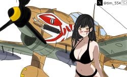 1girls bikini black_bikini black_hair chainsaw_man color colored history ju-87 military plane stuka tim_heyderich wwii yoru_(chainsaw_man)