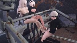 1boy 2girls 3d android animated black_toenails collaborative_footjob cooperative_footjob cum cum_on_feet feet foot_fetish footjob hetero longer_than_one_minute medium_penis nier:_automata oscarkim123 robot robot_girl sound straight tagme toes video white_hair yorha_2b yorha_9s yorha_a2