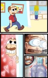 1boy 1boy1girl 1girl1boy 1girls 2025 2d 2d_(artwork) 2d_artwork ass ass ass_bigger_than_head ass_focus big_ass big_butt blonde_female blonde_hair blonde_hair blonde_hair_female blue_pants comic comic_page dat_ass diego.g digital_art digital_drawing_(artwork) digital_media_(artwork) duo female female/male huge_ass huge_butt human humanoid kitchen male male/female marvin_(sml) moustache red_shirt rose_(sml) sink sml spying supermariologan tagme tie
