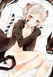 1girls atsushi_nakajima blush breasts bungo_stray_dogs cat_tail catgirl genderswap_(mtf) medium_breasts midriff raimu_(yuzu-raimu) rule_63 tail thighs tiger tiger_ears tiger_girl tiger_tail white_hair yellow_eyes