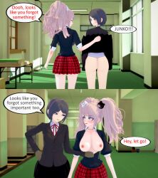 2girls 3d ass assisted_exposure breasts danganronpa female junko_enoshima koikatsu mukuro_ikusaba tagme ultimateenf