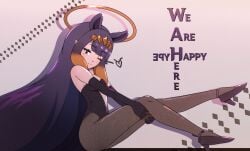 heels hololive hololive_english hololive_myth ninomae_ina'nis petite pinup pinup_pose purple_eyes purple_hair purpleguyri riley_moore_(artist) squid_girl stockings virtual_youtuber wink