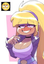 1girls 2018 aged_up big_breasts bigdad bimbo biting_lip blonde_hair blush breasts choker cleavage disney disney_channel female female_focus female_only flustered gravity_falls hand_on_breast heart-shaped_pupils horny horny_female pacifica_northwest smooth_skin solo touching_breast