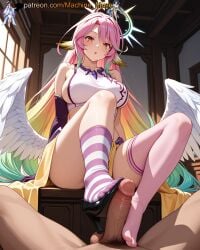 1boy 1girl 1girls adult adult_female ai_generated angel angel_wings balls ballsack big_breasts boobs breasts bridal_gauntlets bust busty busty_female busty_girl cock dick elbow_gloves feathered_wings feet feet_fetish female first_person_view foot foot_fetish foot_play footjob footwear girl green_hair halo high_heels jibril_(no_game_no_life) large_breasts legs low_wings machine_muse male male_pov mature mature_body mature_female multicolored_hair necklace no_game_no_life orange_eyes penis pink_hair pov pov_male sexy sexy_body shoejob shoes showgirl_skirt sideboob skirt sleeveless_shirt solo_focus striped_thighhighs testicles thighhighs tits two-footed_footjob uncensored very_long_hair watermark white_crop_top white_wings yellow_eyes