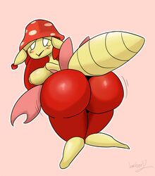 arthropod ass big_butt blush female hambor12 hi_res insects leavanny multicolored_body nintendo nipples open_mouth open_smile parasect pokémon_(species) pokemon red_body simple_background smile video_games