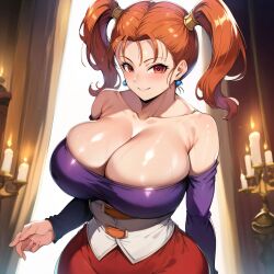 1girls ai_generated alternate_breast_size big_breasts breasts busty curvaceous curvy curvy_body curvy_female curvy_figure dragon_quest female huge_breasts jessica_albert large_breasts nipples sweat sweating sweaty sweaty_body sweaty_breasts thick_thighs thighs venus_body