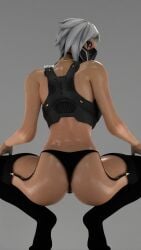 big_ass crop_top female female_only fortnite hush_(fortnite) kitway looking_back looking_back_at_viewer mask masked masked_female mostly_clothed mostly_clothed_female necklace oil oiled oiled_skin panties shiny shiny_skin skimpy_clothes solo solo_female thigh_highs thighhighs