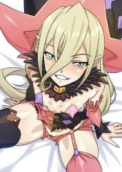 1girls blonde_hair blush erect_nipples female garter_straps green_eyes hat long_hair looking_at_viewer magilou_(tales) naughty_face nipple_bulge pasties pointy_ears pubic_hair pussy pussy_visible_through_clothes shunzou small_breasts smile solo syunzou tales_of_(series) tales_of_berseria thick_thighs thighhighs witch_hat