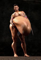 1girls 3d belly belly_bulge big_belly big_breasts breasts divergentartgb female female_pred huge_belly huge_breasts mileena mortal_kombat mortal_kombat_1_(2023) muscular muscular_female nipples sharp_teeth vore