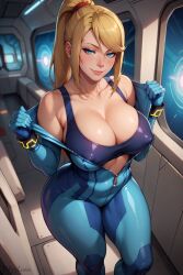 ai_generated ass big_ass cameltoe ditzyluna female light-skinned_female light_skin metroid samus_aran smile solo solo_female thick_thighs undressing voluptuous voluptuous_female zero_suit_samus