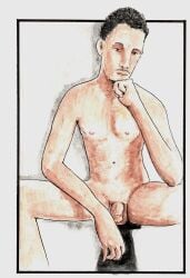 cock_out fabiano_luiss flaccid flaccid_penis handdrawn handdrawn_art male male_body male_only sketches_by_adab watercolor watercolor_(artwork) watercolor_(medium) watercolor_pencil_(medium)