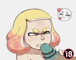 1futa 1girls angry angry_fellatio censored dark-skinned_futanari dark_skin fellatio female female_focus futa_on_female futanari glare huge_cock humanoid humanoid_penis light-skinned_female light_skin marina_(splatoon) nintendo nuranura-san oral pale_skin pearl_(splatoon) penis solo_focus splatoon splatoon_2 sweat tagme