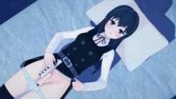 3d artist_request asashio_(kantai_collection) futa_only futanari kantai_collection measuring measuring_penis penis ruler small_penis uncensored