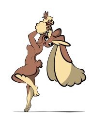 anthro breasts dancing female fluffy fluffy_tail fogata generation_4_pokemon hi_res humanoid long_ears looking_at_viewer lopunny nintendo nipples pokemon pokemon_(species) solo tail