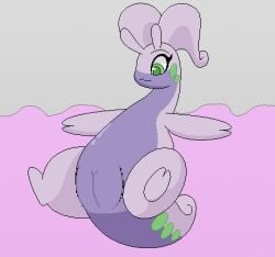 animated ditto_(pokemon) female floating generation_1_pokemon generation_6_pokemon genitals goodra inflation low_res milkis2000 nintendo pokemon pokemon_(species) pussy slime slime_inflation solo