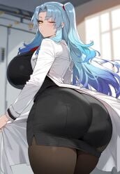 1girls ai_generated angela_(lobotomy_corporation) artstyle_imitation ass blue_hair breasts dat_ass female floox hi_res high_resolution hips huge_ass huge_breasts lobotomy_corporation long_hair naughty_face project_moon stable_diffusion thiccwithaq_(ai_style) thick_thighs thighs wide_hips