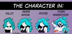 1girls ahe_gao blue_hair breast_expansion breasts censored comic_strip comparison continuation_at_paywall english_text expansion female female_focus female_only heart-shaped_pupils inacmaster meme nerida_(inacmaster) one_eye_obstructed original text tongue tongue_out white_body