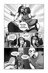 2d big_thighs black_and_white comic femboy juri_han juri_han_(cosplay) mask masked mileena mileena_(cosplay) mortal_kombat redblacktac street_fighter text thighs