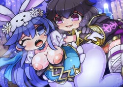 1futa 1girls areolae big_breasts big_penis breasts breasts_out bunny_ears bunny_girl bunnysuit chibi clothed clothed_sex clothing easter fire_emblem fire_emblem_awakening fire_emblem_heroes from_behind futa_on_female futanari human inverted_nipples light-skinned_female light-skinned_futanari light_skin lucina_(fire_emblem) lucina_(spring)_(fire_emblem) morgan_(fire_emblem) morgan_(fire_emblem)_(female) mostly_clothed nekoyuu nintendo nipples open_mouth pale_skin penis sex source_request sweat thick_thighs wide_hips