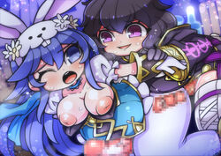 2futas areolae big_penis black_hair blue_hair breasts breasts_out bunny_ears bunny_girl bunnysuit censored chibi clothed clothed_sex clothing duo easter erect_while_penetrated erection fire_emblem fire_emblem_awakening fire_emblem_heroes from_behind futa_on_futa futa_only futanari hat human inverted_nipples light-skinned_futanari light_skin lucina_(fire_emblem) lucina_(spring)_(fire_emblem) morgan_(fire_emblem) morgan_(fire_emblem)_(female) mosaic_censoring mostly_clothed nekoyuu nintendo nipples open_mouth pale_skin penis penis_out sex source_request sweat tagme thick_thighs wide_hips x-ray