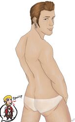 1boy artist_request ass balthier basch_fon_ronsenburg brown_eyes brown_hair earrings final_fantasy final_fantasy_xii gay jewelry male male_only nosebleed nude solo tanline