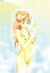 1girls big_breasts bishoujo_senshi_sailor_moon breasts brown_hair brunette dave_yerushalaim female female_only green_eyes makoto_kino nipples nude ponytail pussy shower showering small_breasts solo tied_hair vagina