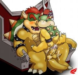 2boys anal ass bowser bowser_jr. father_and_son green_shell horns koopa male male_only mario_(series) nintendo penis red_feather_(artist) sex shell spiky_shell straight_hair super_mario_bros. testicles yaoi