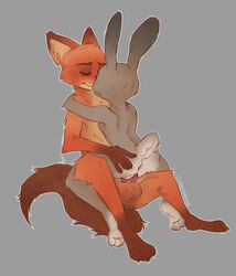 absurd_res animal_genitalia animal_penis anthro anthro_on_anthro anus balls canid canine canine_penis clingyhyena disney duo female female_penetrated flat_chest fox fur genitals grey_background grey_body grey_fur hi_res judy_hopps knot lagomorph leporid male male_penetrating male_penetrating_female mammal nick_wilde orange_body orange_fur penetration penis pussy rabbit red_fox sex simple_background straight vaginal_penetration zootopia