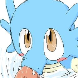 1boy 1boy1girl 1girls blue_skin blush color fellatio feral horsea human humanoid insertion interspecies looking_at_viewer male male/ambiguous nintendo nude oral penis pokemon pokephilia unknown_gender