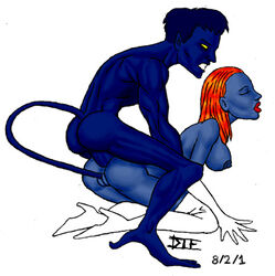 1boy 1girls 2001 anal die female incest kurt_wagner male marvel mother_and_son mystique nightcrawler raven_darkholme straight straight_hair uncensored x-men