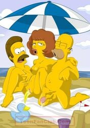 batothecyborg beach breasts color cum day female foreskin glans homer_simpson human insertion male maude_flanders multiple_males ned_flanders nipples nude outdoors penis retracted_foreskin straight tagme the_simpsons uncut vulva