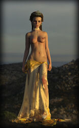 3d background beauty_and_the_beast belle breasts_out brown_eyes brown_hair choker data_mining daz_studio detached_collar detailed_background disney disney_princess earrings emma_watson exposed_breasts goblins naked_collar nipples princess ripped_clothes ripped_clothing ruined_makeup tagme tiara topless topless_female torn_clothes torn_clothing torn_dress